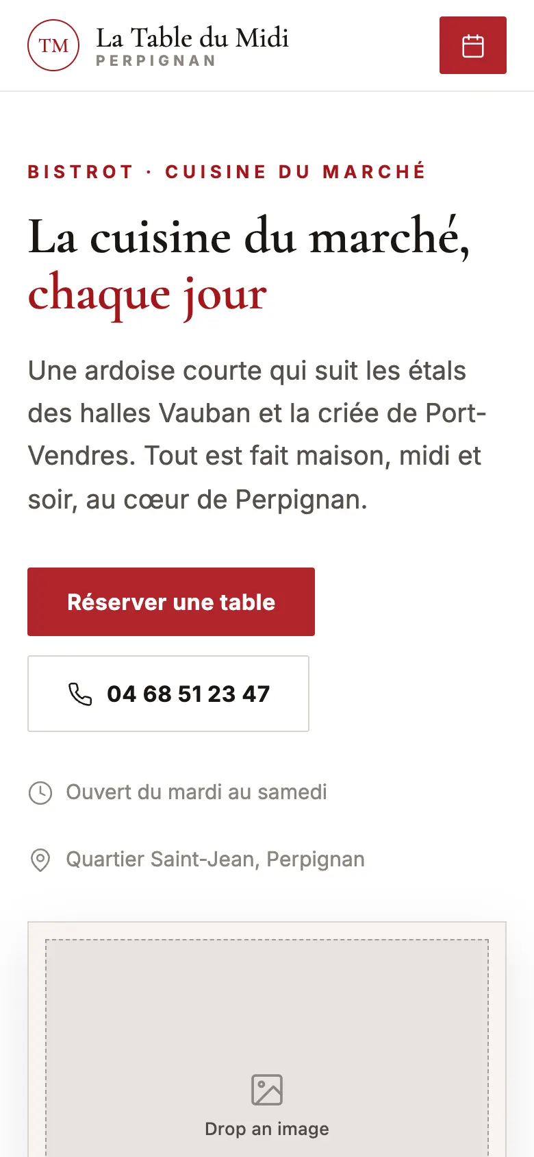 Démo La Table du Midi sur téléphone